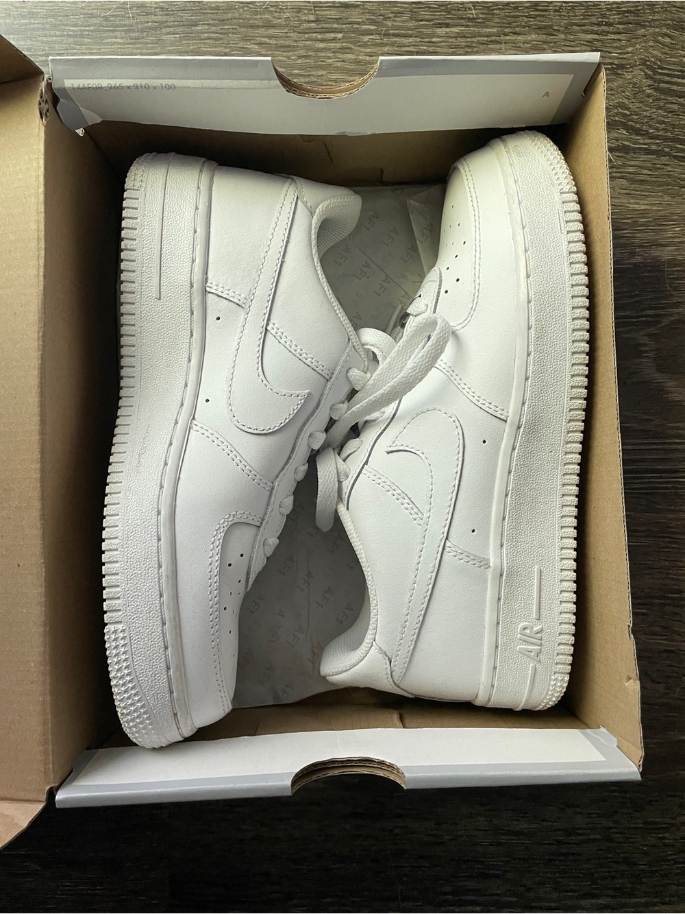 White Nike Air Force 1s Size 5Y